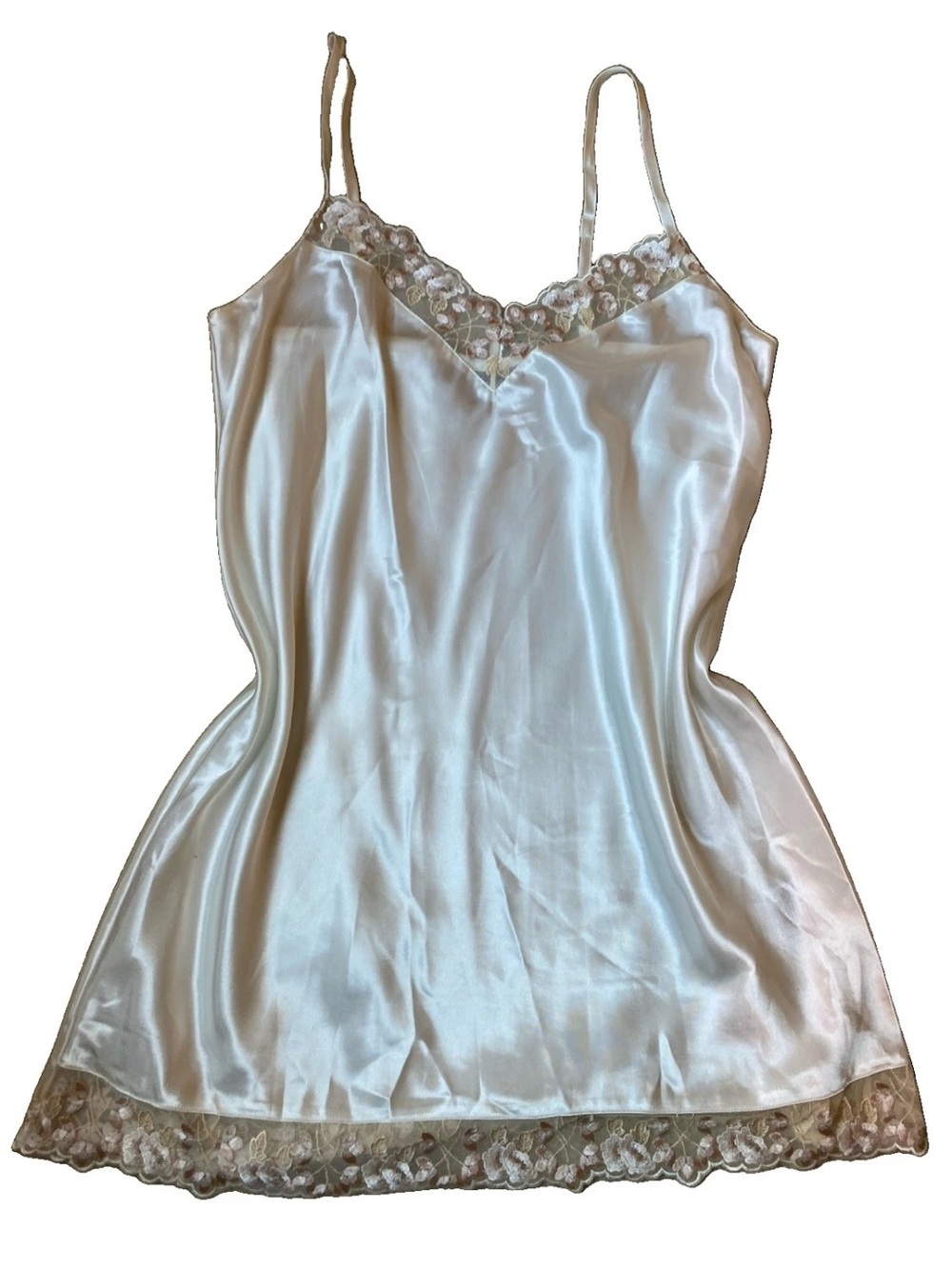 Morgan Taylor Initmates Bridal Ivory White Chemise Slip Lace Trim Wedding Size M